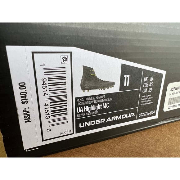All Sizes - Under Armour Highlight MC Football Black Jet Grey Cleats 3023716-004